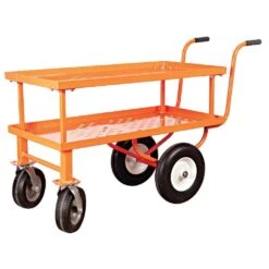 Push-Style Nursery Cart, 2ft X 4ft Deck With 12in Add-On Shelf And Flat-Free Tires By A.M. Leonard