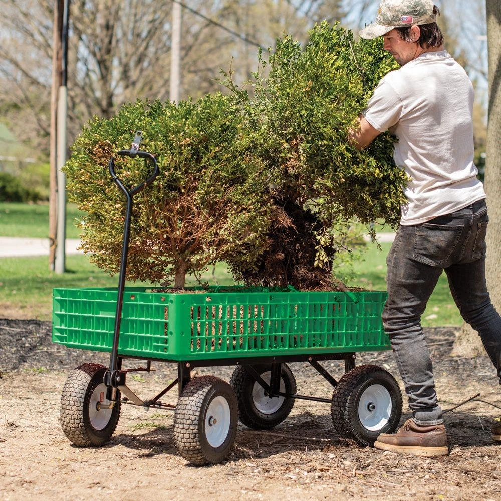 Green Utility Wagon, Flat Free Tires, 30In X 46In X 7.5In Tray By A.M. Leonard 3 Green Utility Wagon, Flat Free Tires, 30In X 46In X 7.5In Tray By A.M. Leonard - Image 3