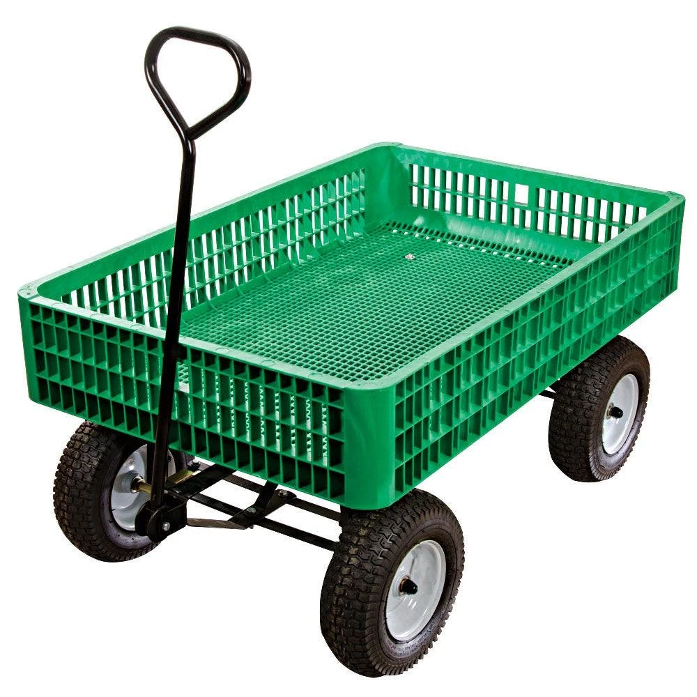Green Utility Wagon, Flat Free Tires, 30In X 46In X 7.5In Tray By A.M. Leonard 1 Green Utility Wagon, Flat Free Tires, 30In X 46In X 7.5In Tray By A.M. Leonard