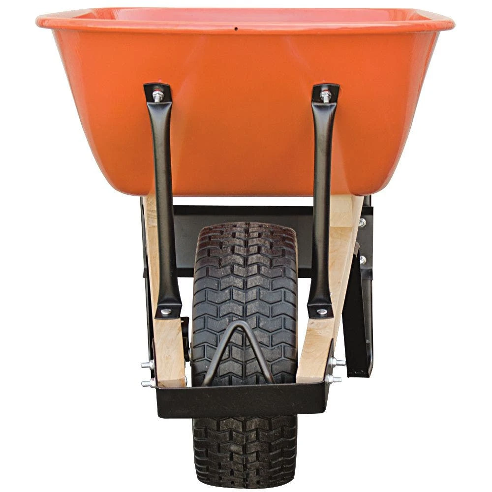 Steel Tray Wheelbarrow, Orange, 6 Cu Ft Capacity With Flat-Free Tire By A.M. Leonard 2 Steel Tray Wheelbarrow, Orange, 6 Cu Ft Capacity With Flat-Free Tire By A.M. Leonard - Image 2