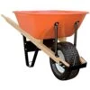 Steel Tray Wheelbarrow, Orange, 6 Cu Ft Capacity With Flat-Free Tire By A.M. Leonard