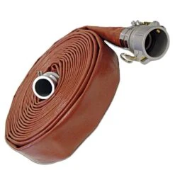 Hose Assembly, Red, 2" 150 Psi Layflat Hose, M X F Camlock, 100 Feet